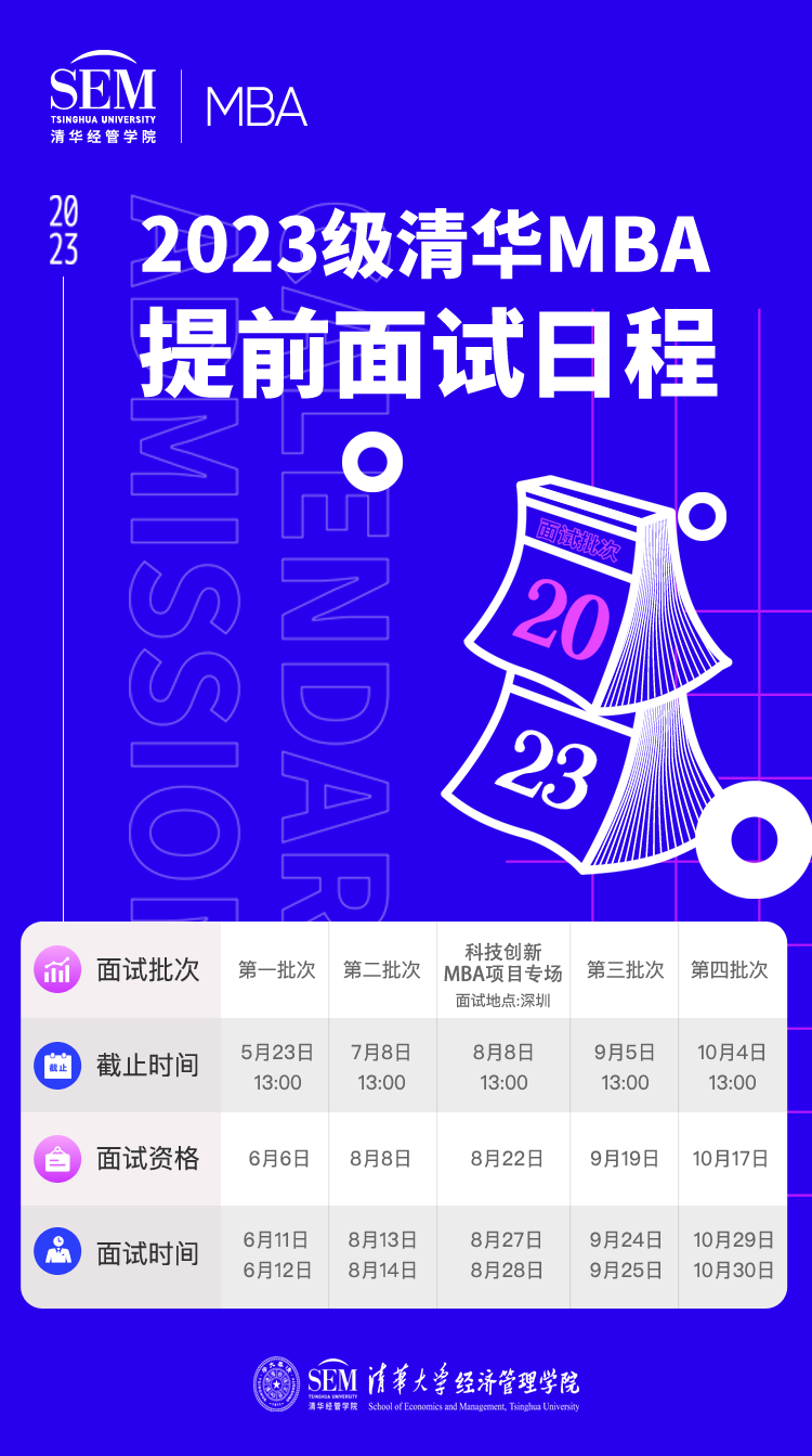 2023年清华MBA第一批提前面试申请报名5月23日13:00截止(图1)