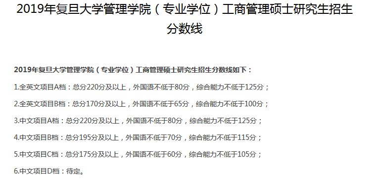 复旦大学复试分数线